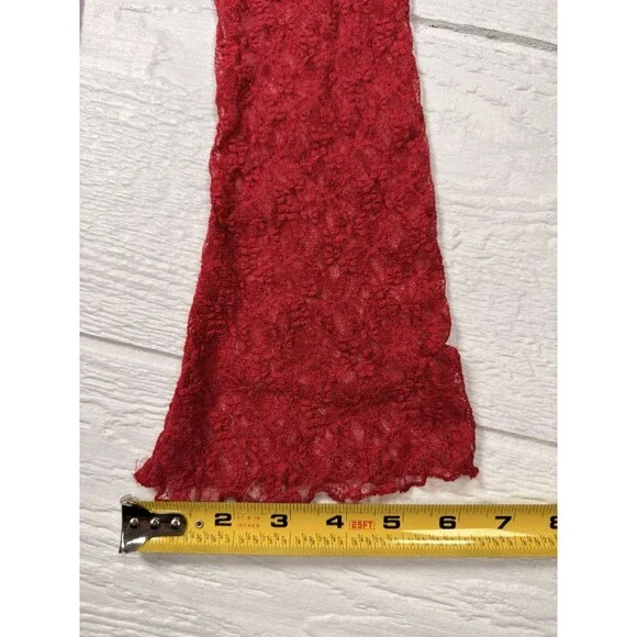Thirty Thirty LA Red Lace Ruffle Tie Front Top Bell Sleeve Sheer Coquette NWT - Picture 15 of 15